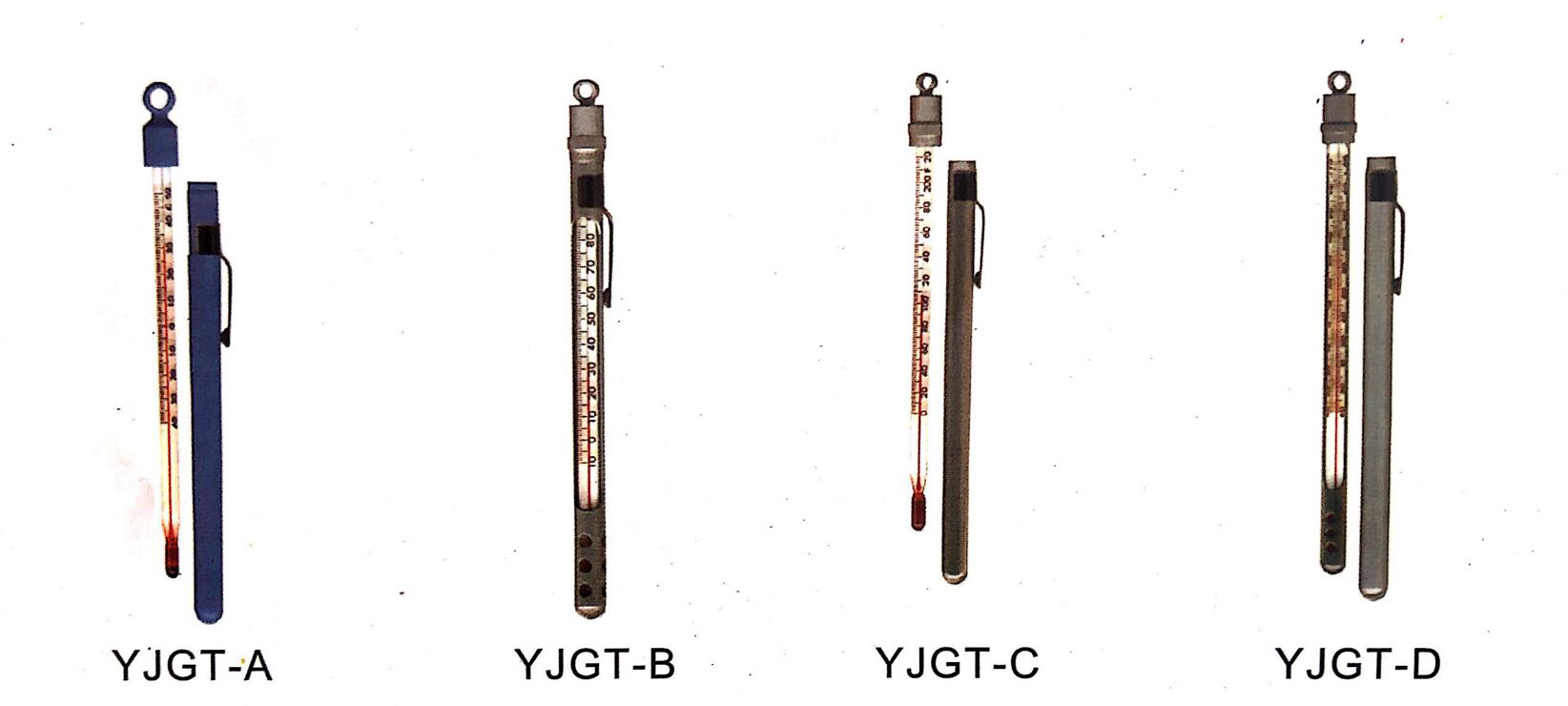 Industrial glass thermometers and thermowells